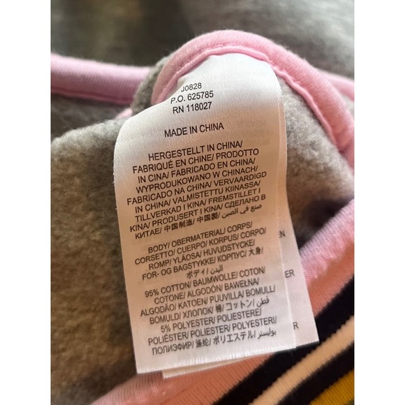 Boden Studley Jersey Zip Up Sweatshirt bomber Jacket Grey Pink Stripe Adult XS - Picture 9 of 9